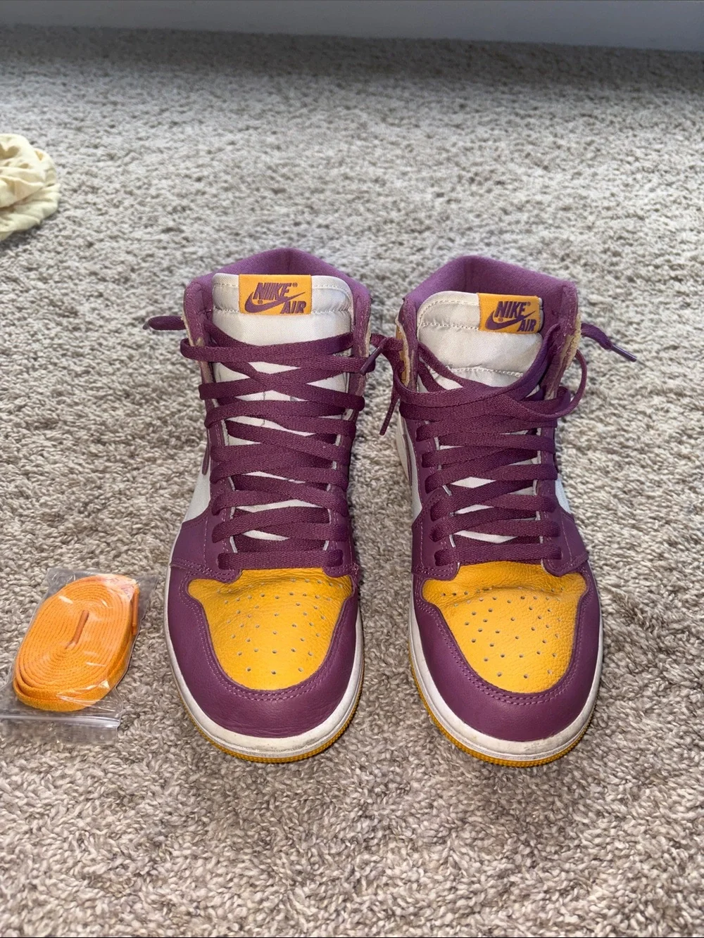 Nike Women's High-Top Sneakers in Purple and Yellow